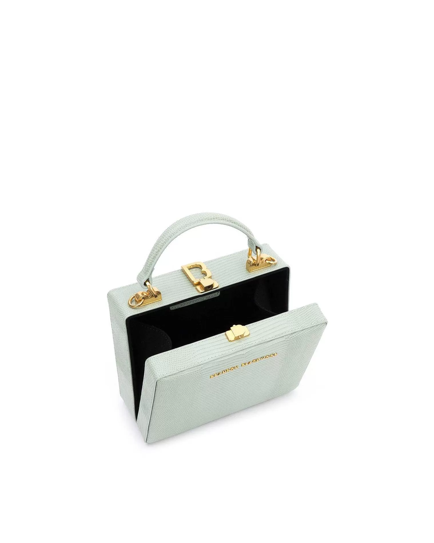 Top Handle Bags>Brandon Blackwood Kendrick Trunk Green Lizard Embossed Leather