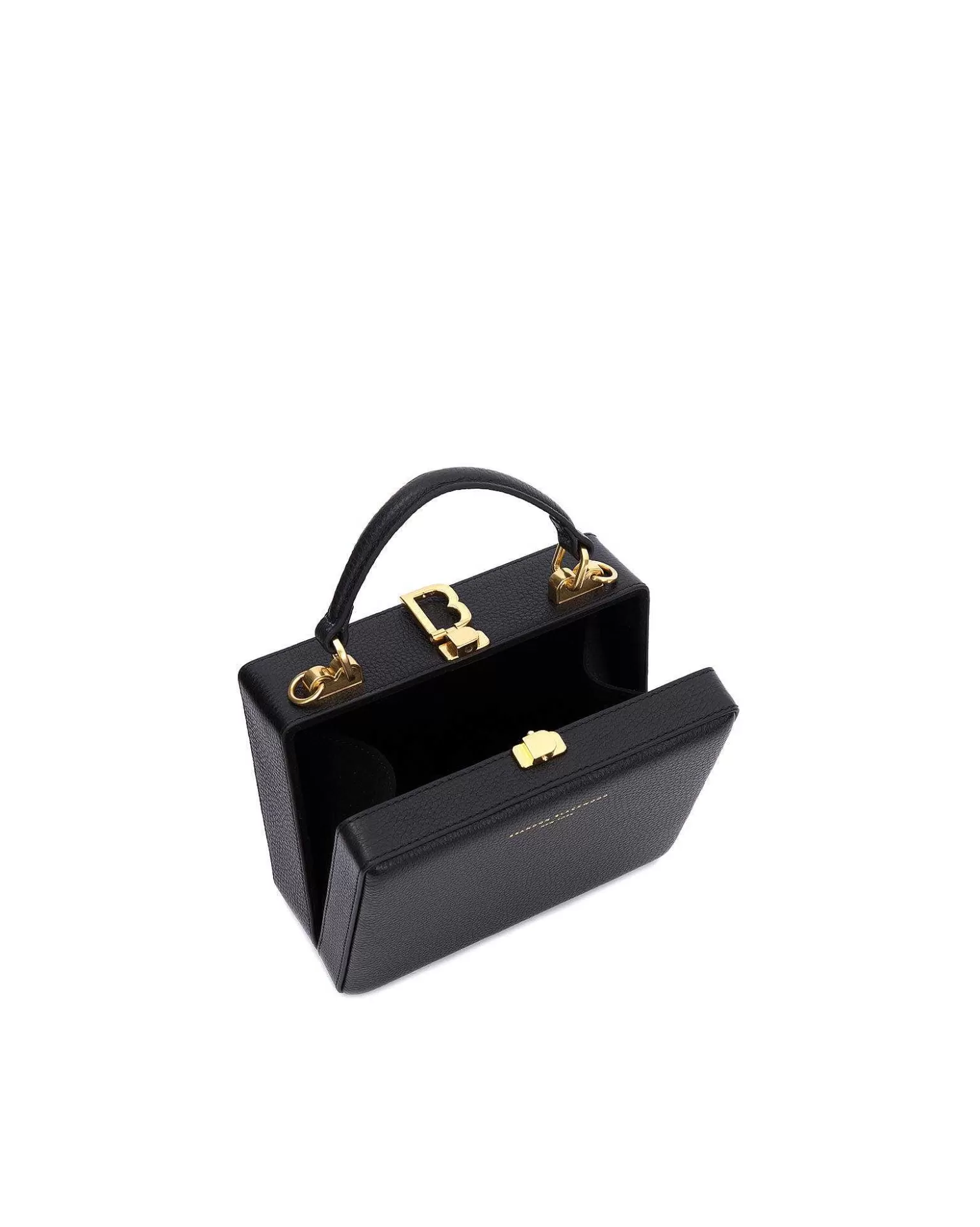 Top Handle Bags>Brandon Blackwood Kendrick Trunk Midnight Black Leather W/Brass Hardware