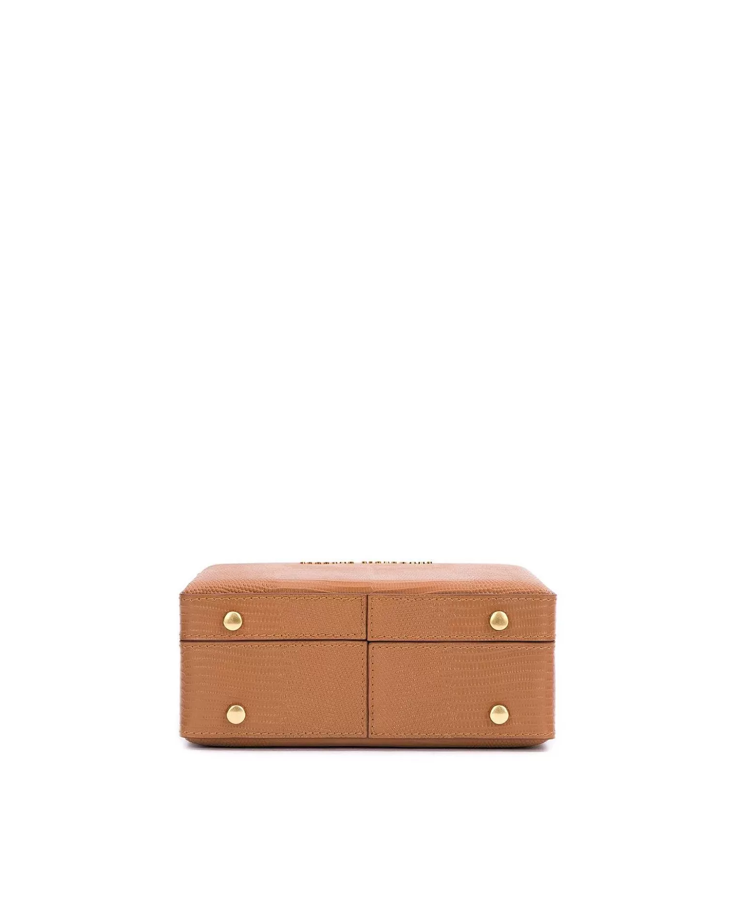 Top Handle Bags>Brandon Blackwood Kendrick Trunk Tan Lizard Embossed Leather