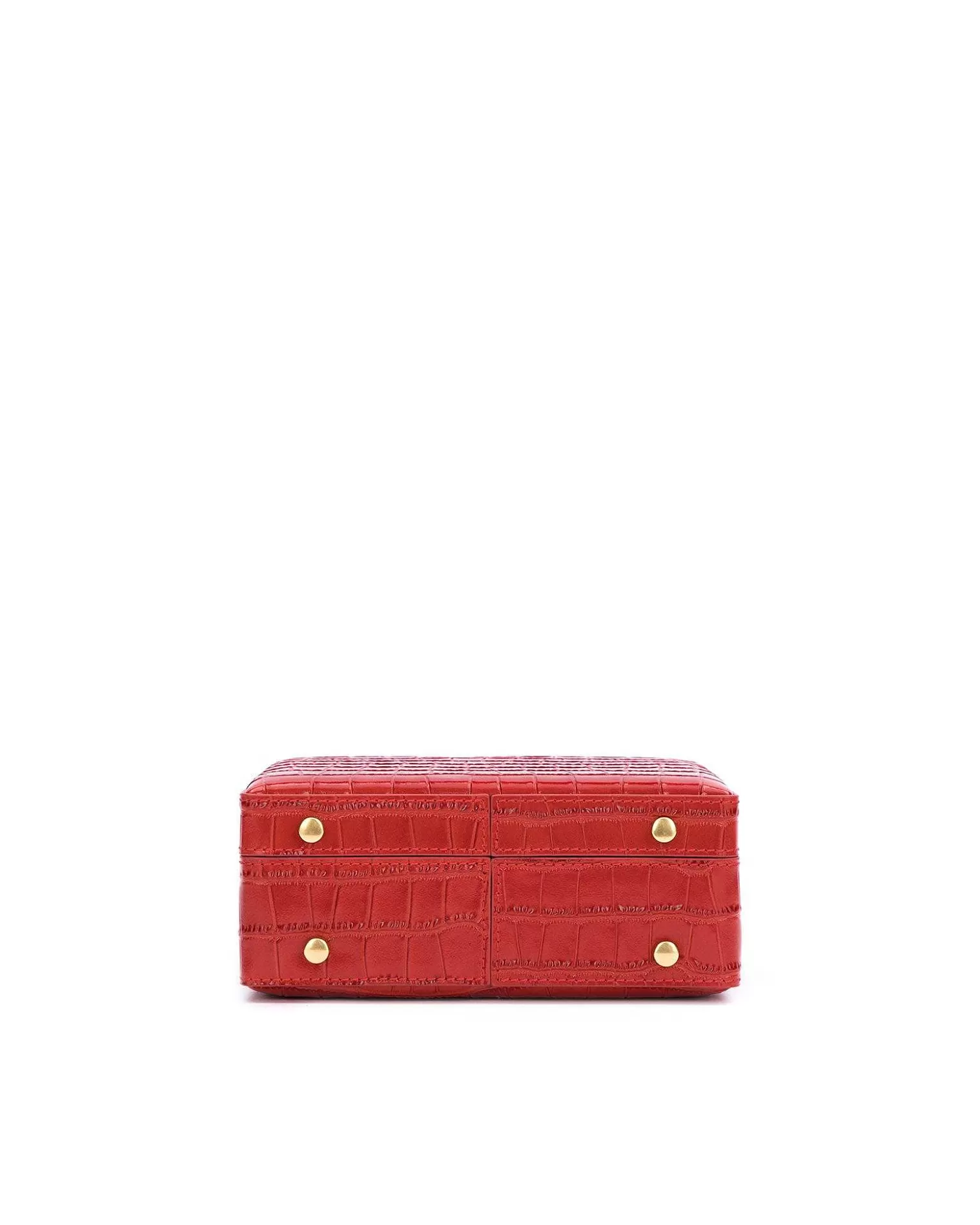 Top Handle Bags>Brandon Blackwood Kendrick Trunk Red Croc Embossed Leather