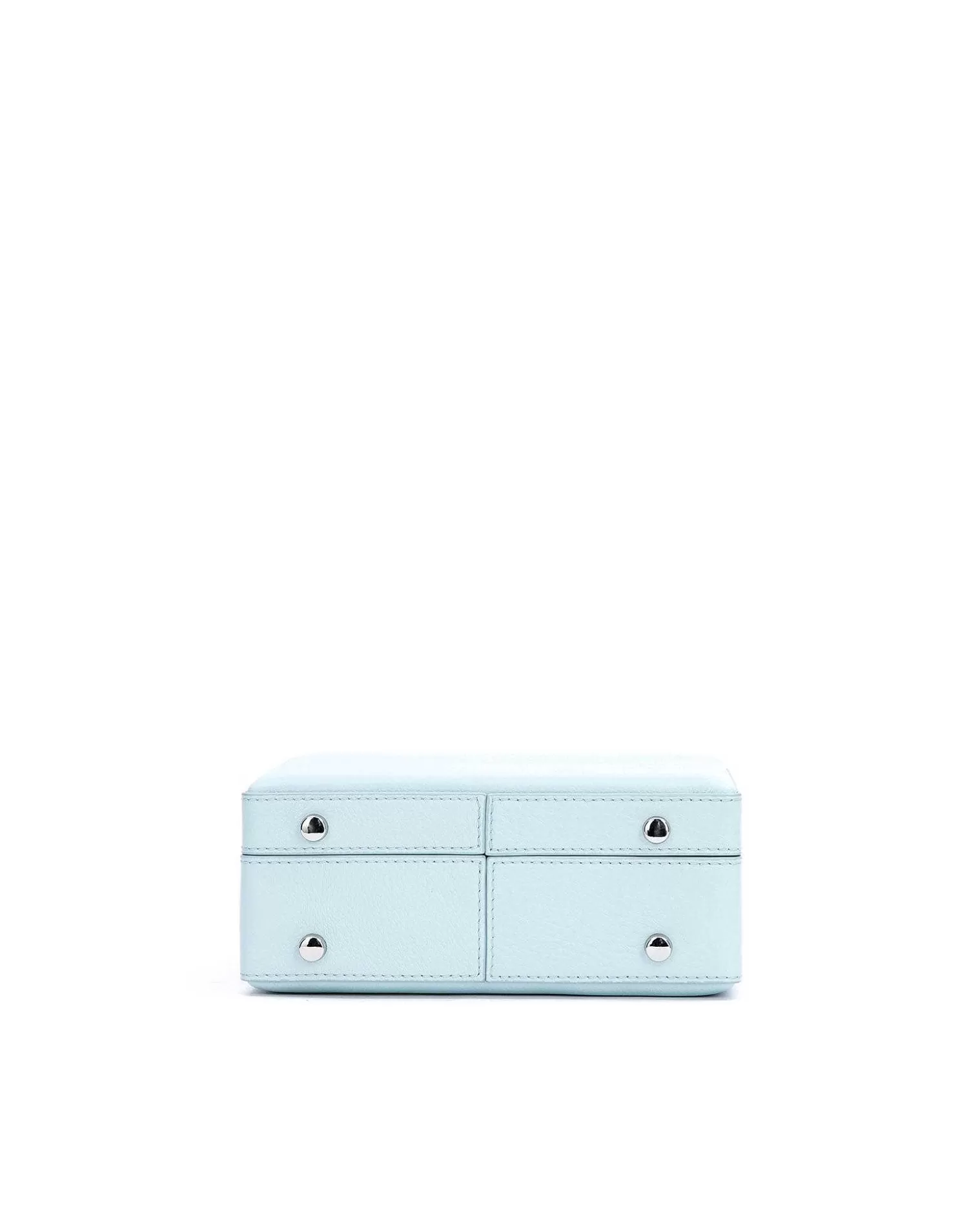 Top Handle Bags>Brandon Blackwood Kendrick Trunk Powder Blue Leather W/Silver Hardware