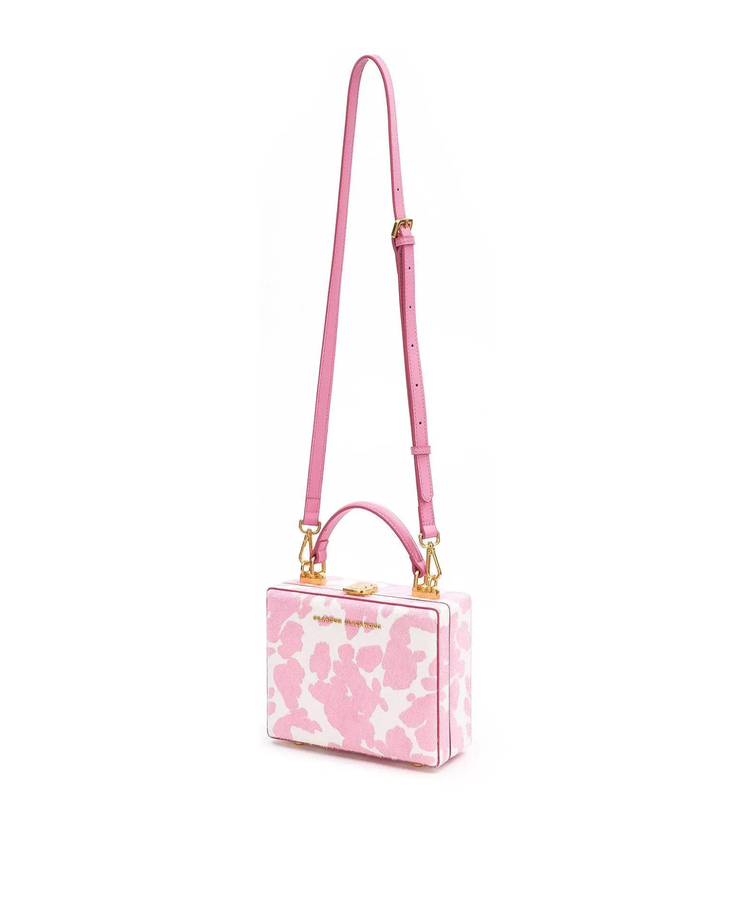 Top Handle Bags>Brandon Blackwood Kendrick Trunk Pink Cow Print Ponyhair
