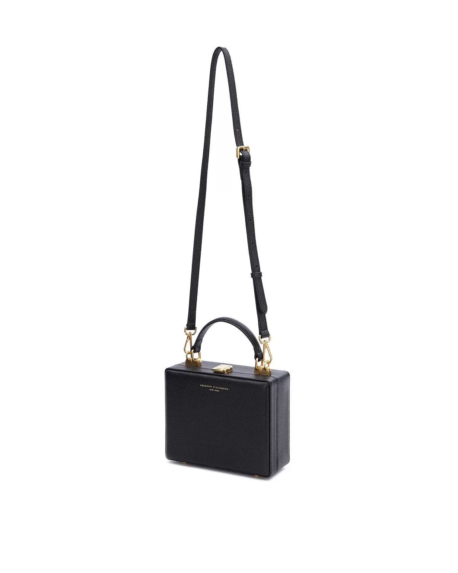 Top Handle Bags>Brandon Blackwood Kendrick Trunk Midnight Black Leather W/Brass Hardware