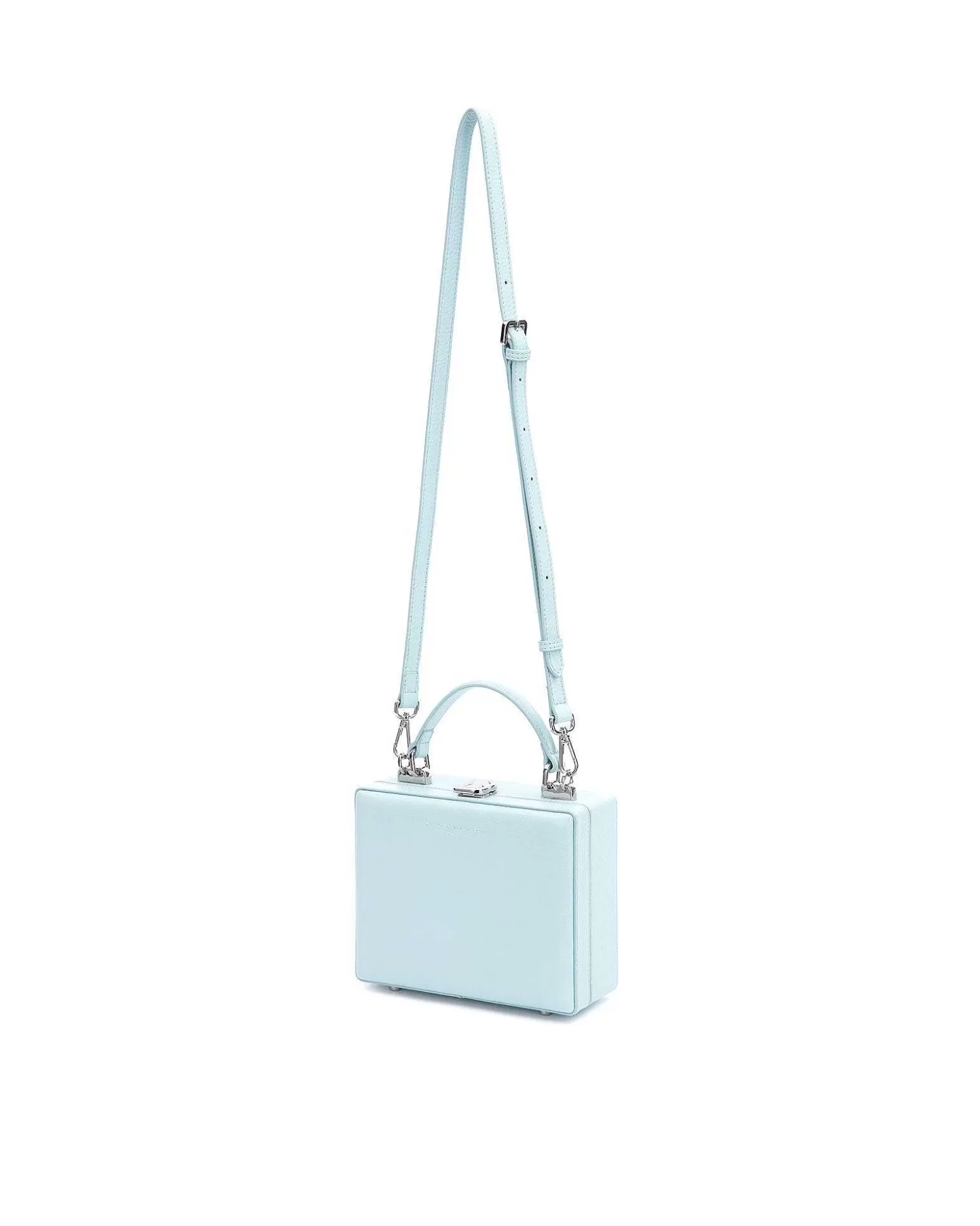 Top Handle Bags>Brandon Blackwood Kendrick Trunk Powder Blue Leather W/Silver Hardware