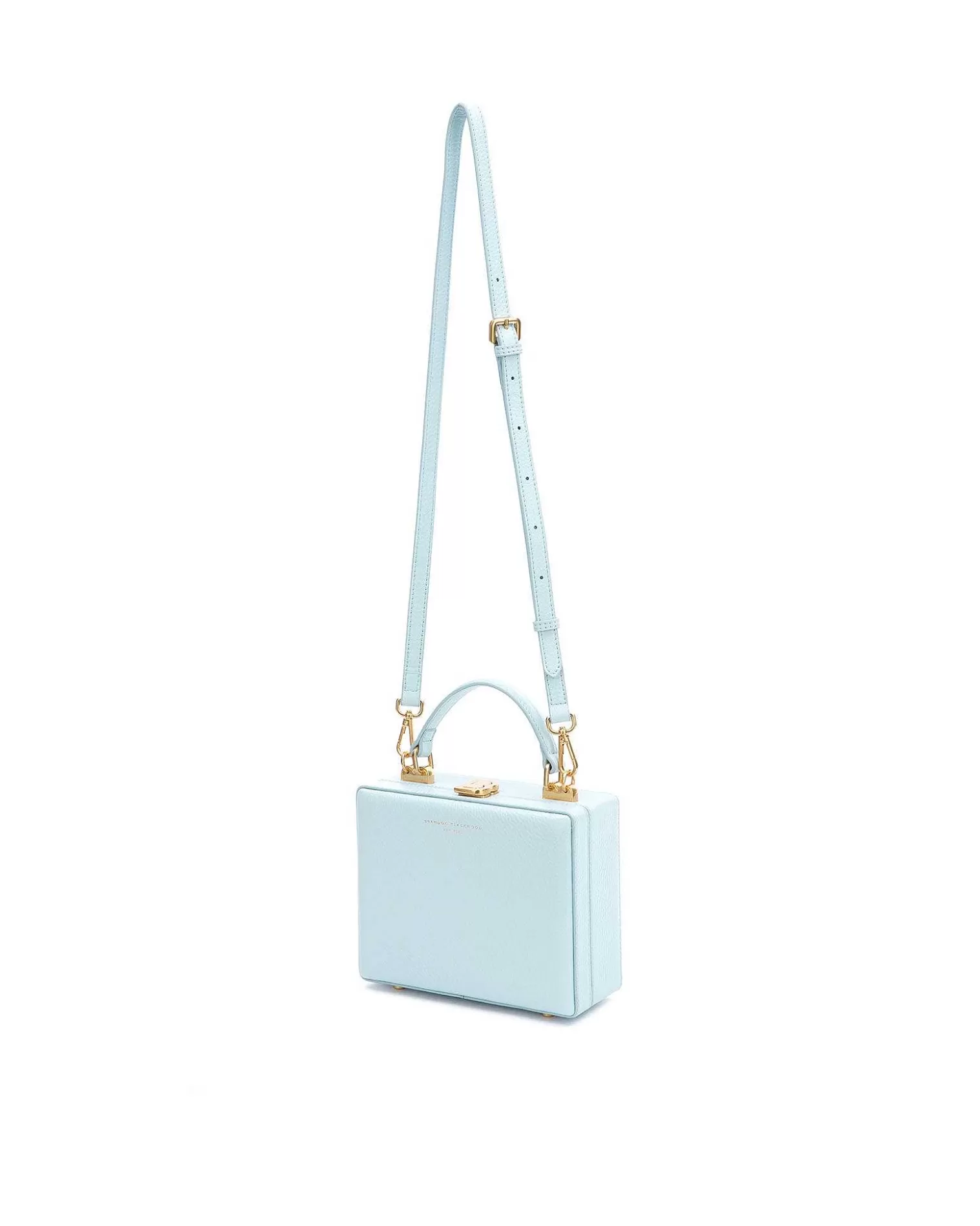 Top Handle Bags>Brandon Blackwood Kendrick Trunk Powder Blue Leather W/Brass Hardware